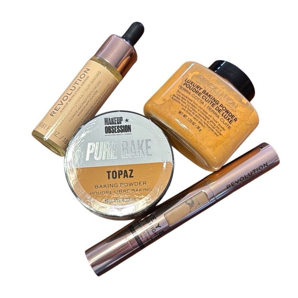 Revolution Makeup Baking Oil + Topaz + Terracotta Baking Powder + Concealer